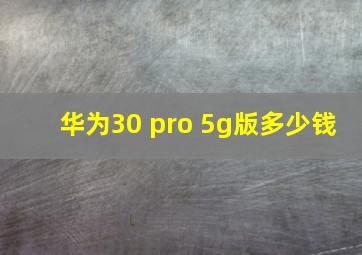 华为30 pro 5g版多少钱